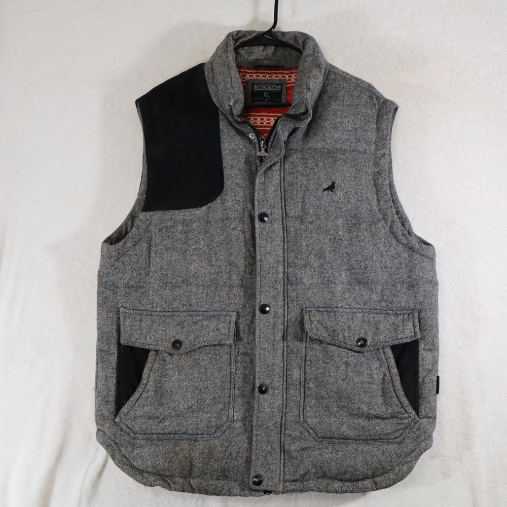 Staple Pigeon Men's Wool Utility Vest XL – Gray Button‑Front Workwear Style